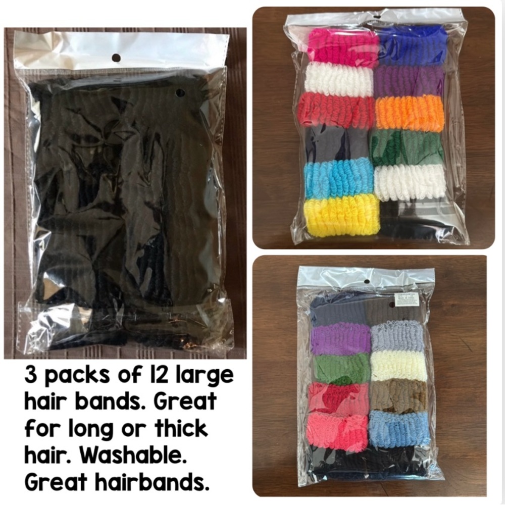 3 packs of Thick Hairbands Bundle colors